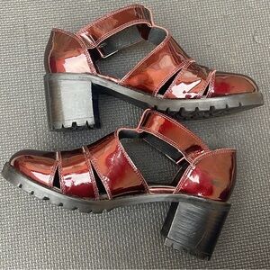 Office London Burgundy Patent Leather Heels Size 38|7